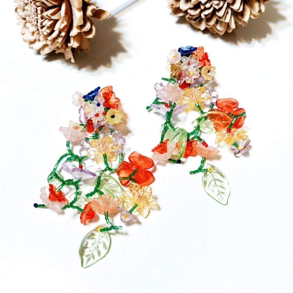 Flower drop earrings M115 - Picture 3 of 7